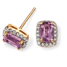 Amethyst and Diamond Gold Earrings 